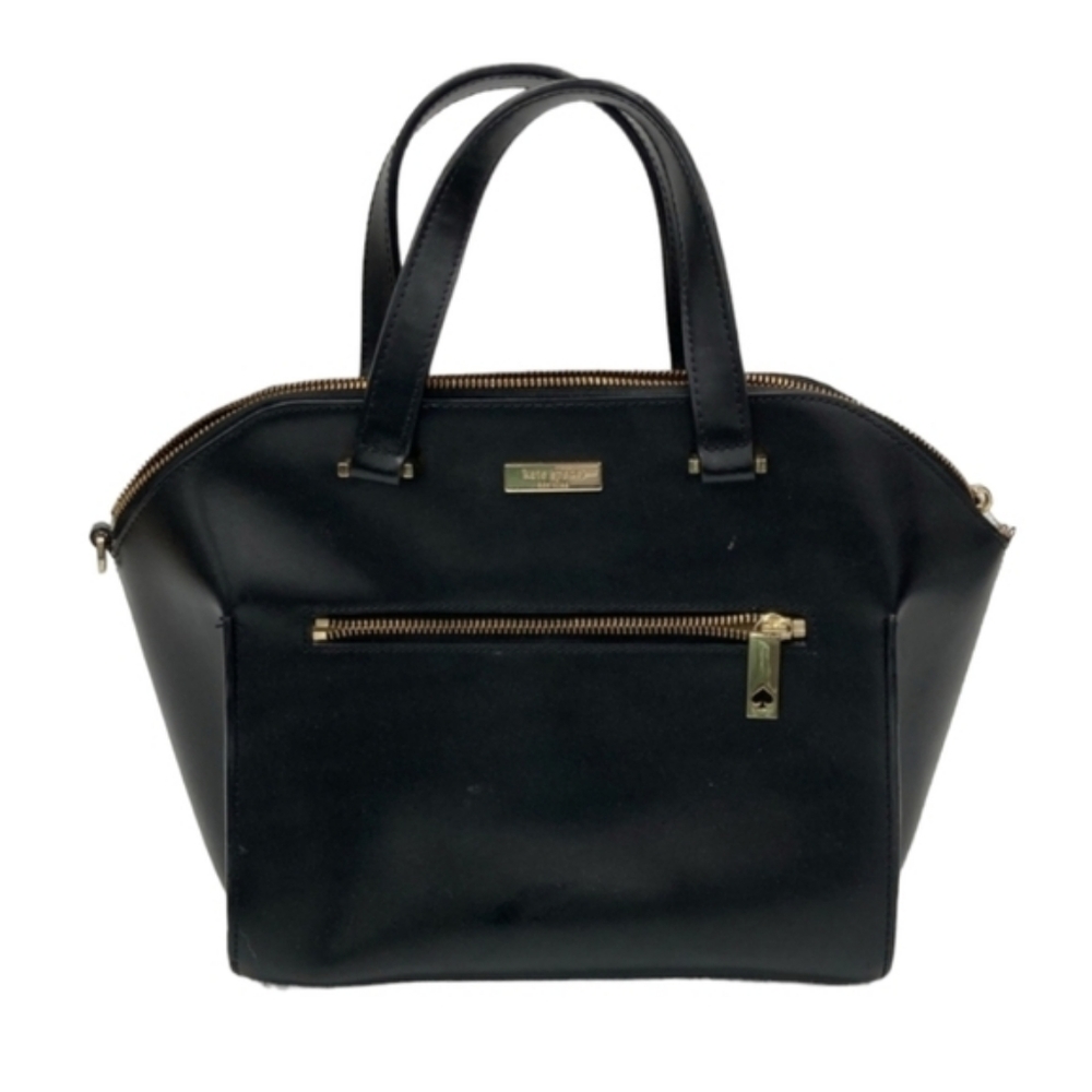 Kate Spade Black Smooth Leather Savannah Parliament Structured Satchel